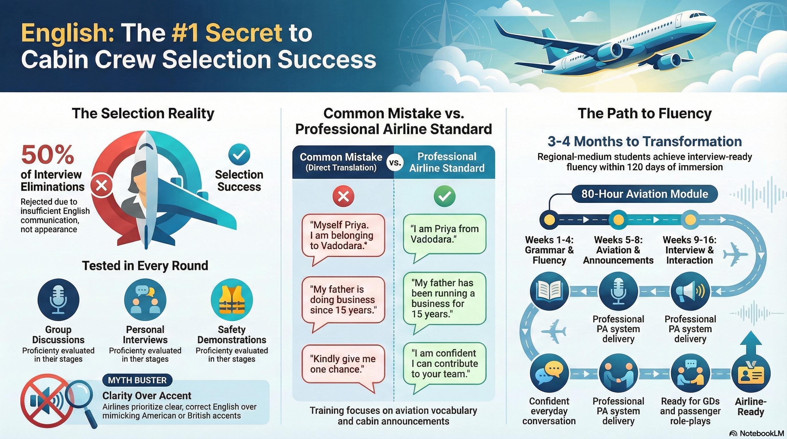 Cabin Crew Course with English Speaking 2025: Why Communication Training Is 50% of Your Airline Selection - Wings Institute Cabin Crew guide